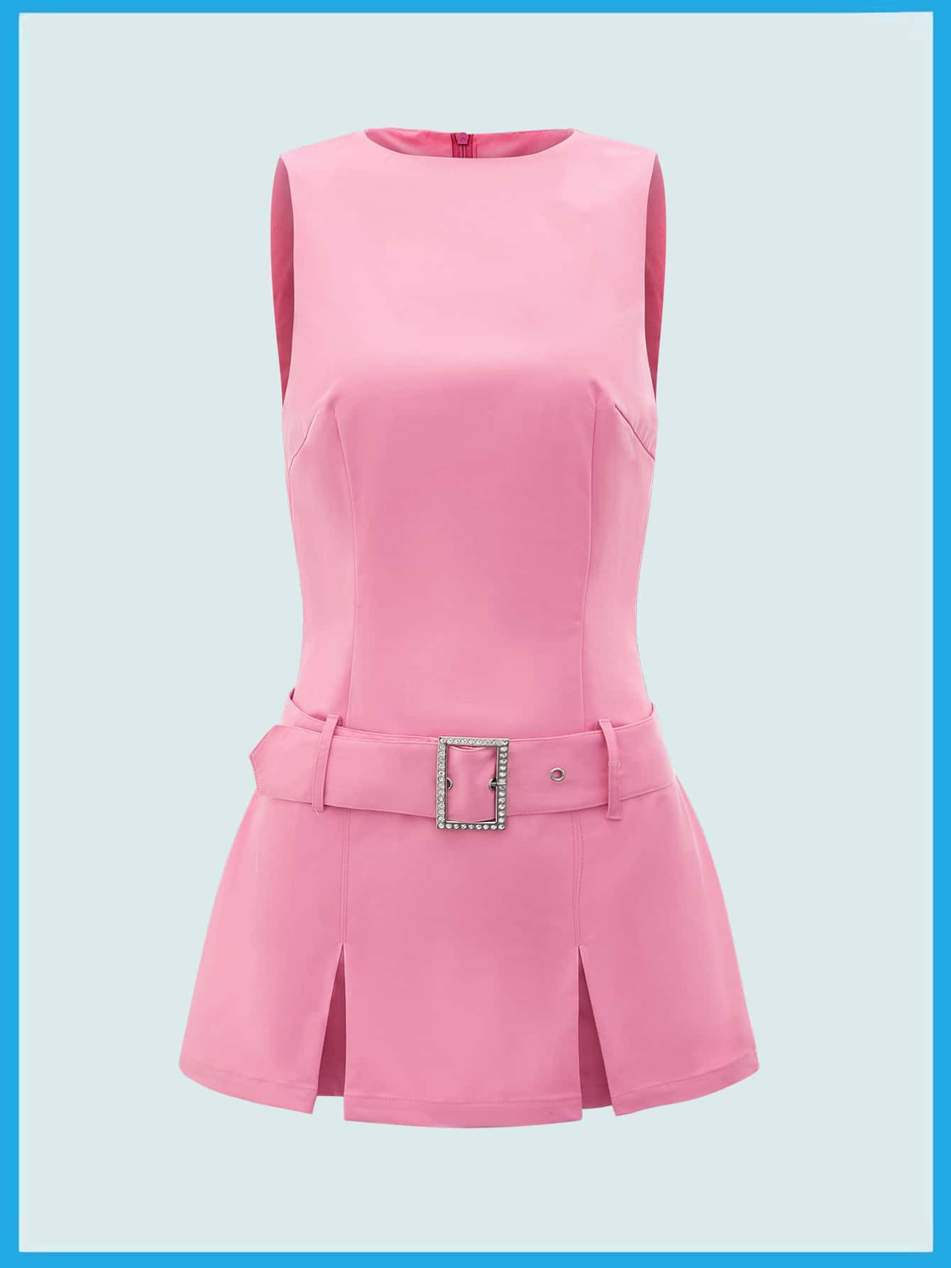 SHEIN Rhinestone Belted Pleated Hem Dress | SHEIN