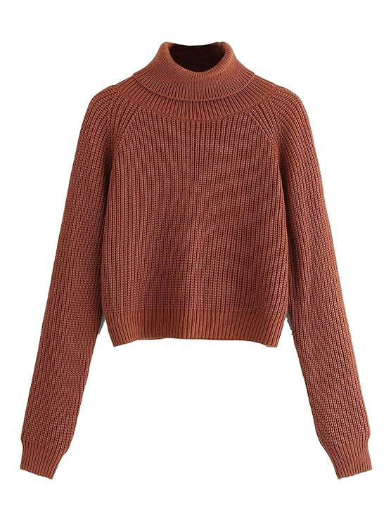 Milumia Women Crop Turtleneck Sweaters Basic Fall Winter Solid Pullover Long Sleeves | Amazon (US)