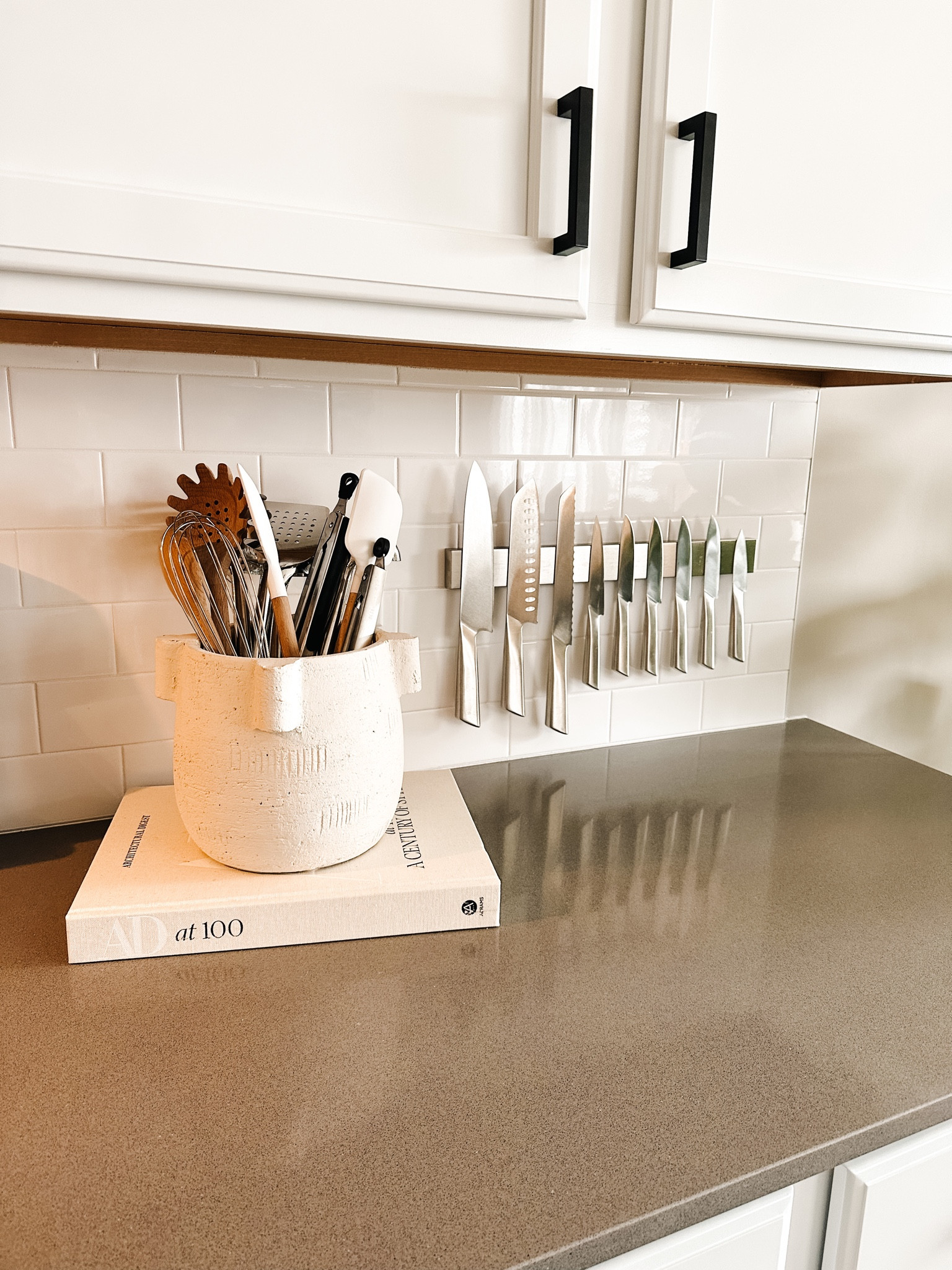 Kitchen knife strip! A unique way to display your knifes if you don’t want to keep them in the knife holder. This is renter friendly too - just a tape strip to keep it up!

#LTKGiftGuide #LTKhome