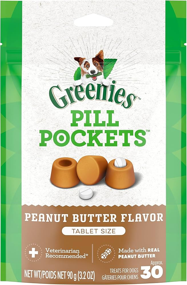 Greenies Pill Pockets for Dogs Tablet Size Natural Soft Dog Treats with Real Peanut Butter, 3.2 o... | Amazon (US)