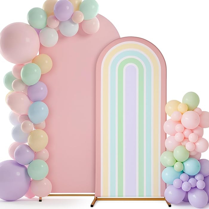 7.2 ft + 6 ft Rainbow Arch Backdrop Stand Covers Pastel Background Arched Stretchy Fabric Backdro... | Amazon (US)