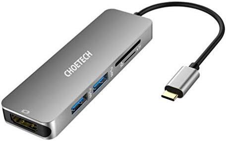 CHOETECH USB-C Multiport Hub Adapter with 4K HDMI (30Hz) Video Output, 2 USB 3.0 Ports and SD & T... | Amazon (US)