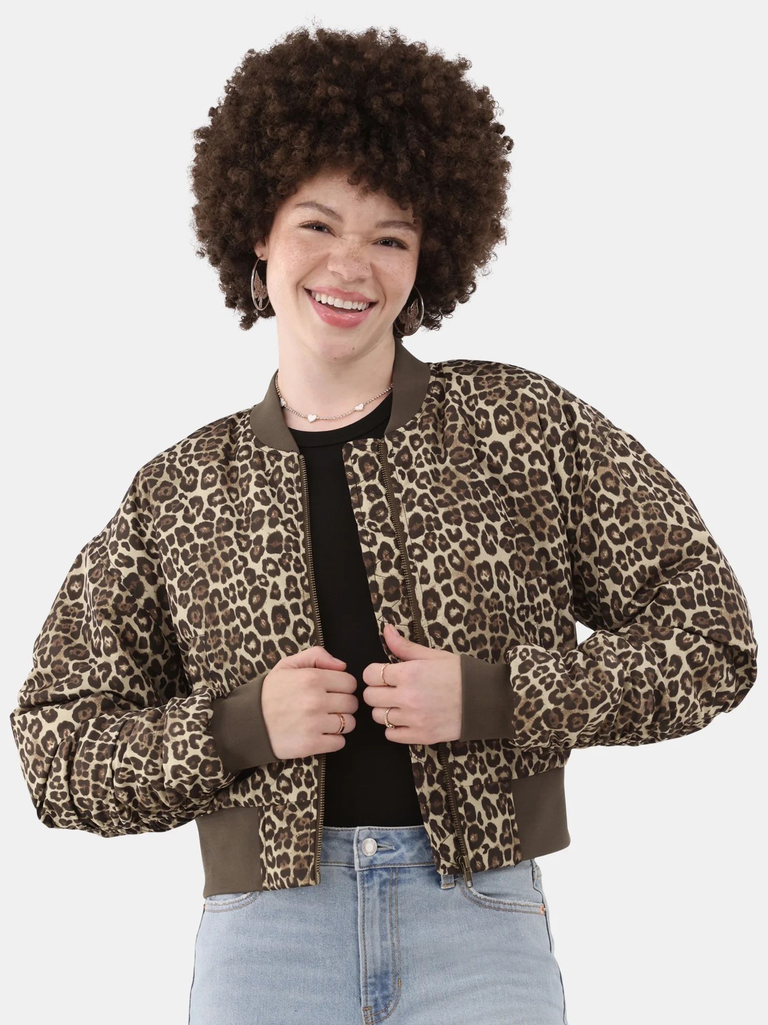 No Boundaries Print Bomber Jacket, Women’s | Walmart (US)