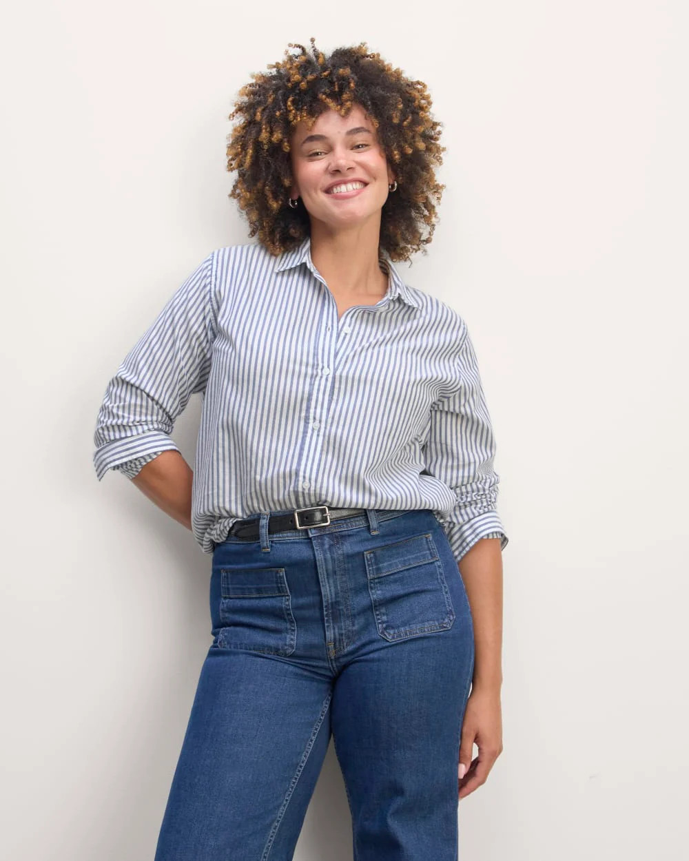 The Must-Have Shirt in Silky Cotton | White / Bellwether Blue | Everlane