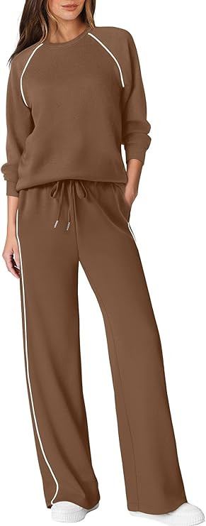 Sampeel Women 2 Piece Lounge Sets Sweatsuit Fall Outfits Matching Wide Leg pants Set Tracksuit Tr... | Amazon (US)