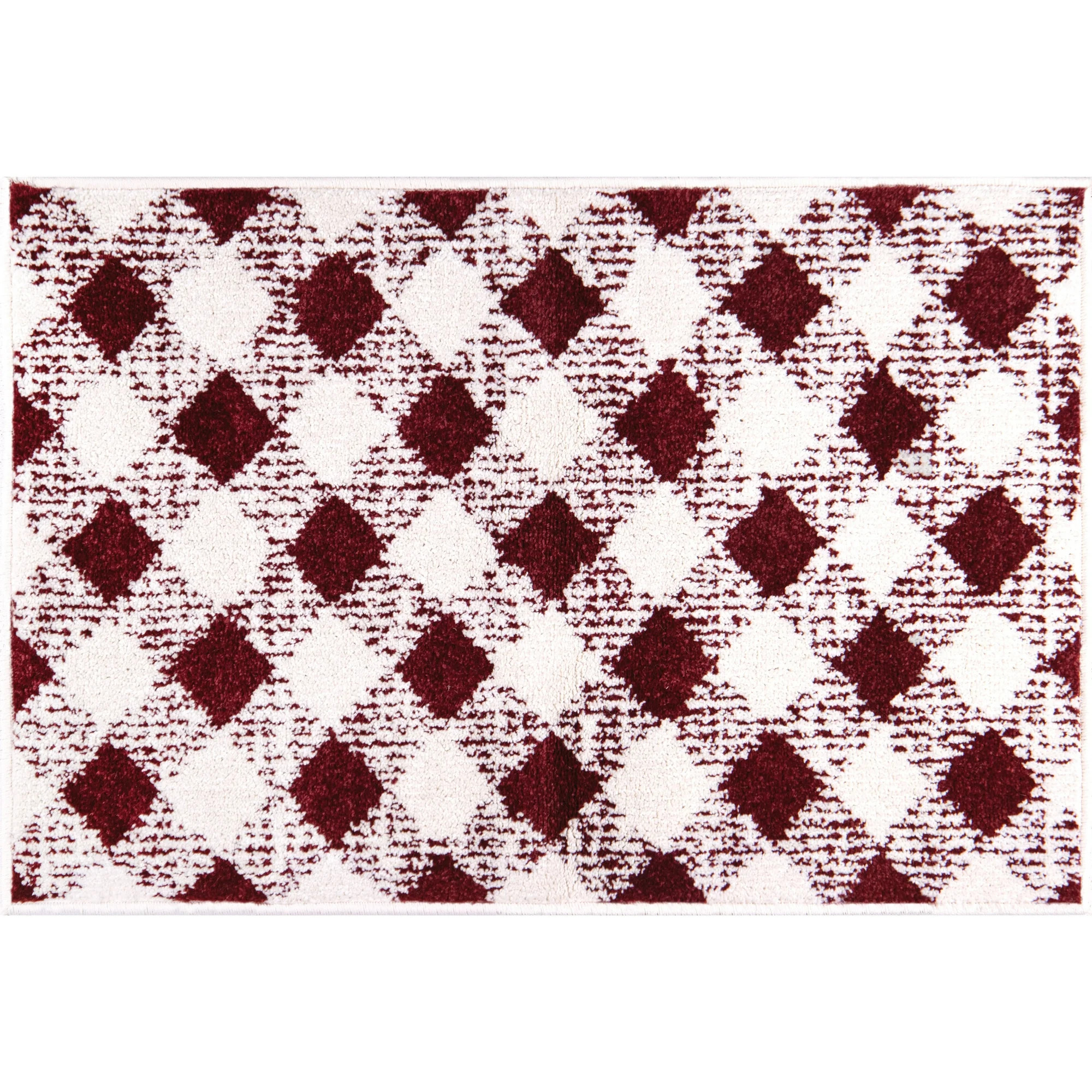My Texas House Noelle 2' x 3' Burgundy White Plaid Indoor Area Rug | Walmart (US)
