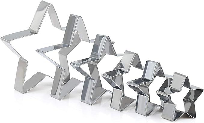 Axgo HS-0090 Star Set Cookie Tree Cutter for Kids Birthday Holiday Party, Set of 6, Silvery | Amazon (US)