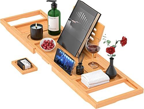 Premium Bathtub Tray Caddy - Expandable Bath Tray - Unique House Warming Gifts, New Home, Anniver... | Amazon (US)