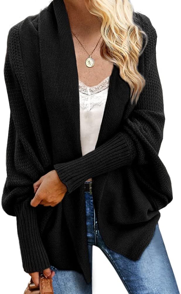 Imily Bela Women's Kimono Batwing Cable Knitted Slouchy Oversized Wrap Cardigan Sweater | Amazon (US)