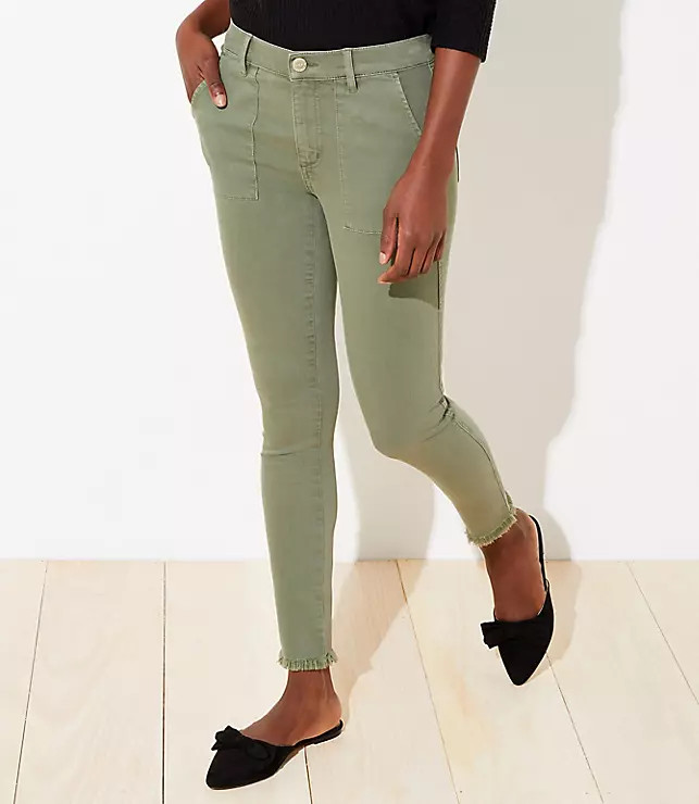 Utility Skinny Jeans in Sage Cloud | LOFT | LOFT