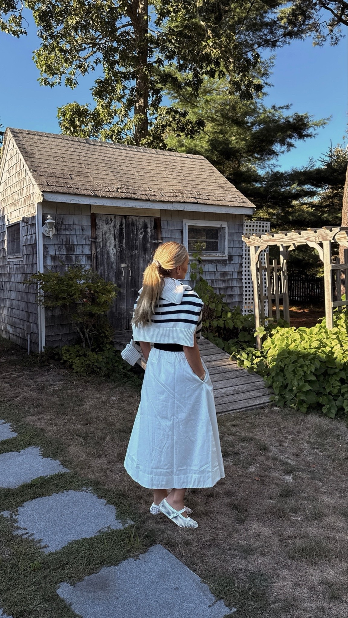 Perfect neutral girl outfit - loving the striped sweater & starfish necklace with this dress! 

Black and white dress, b&w fit, striped sweater, strapless dress, beach vacation, beach travel, coastal summer, coastal outfit, New England fashion

#LTKootd #LTKTravel #LTKSeasonal