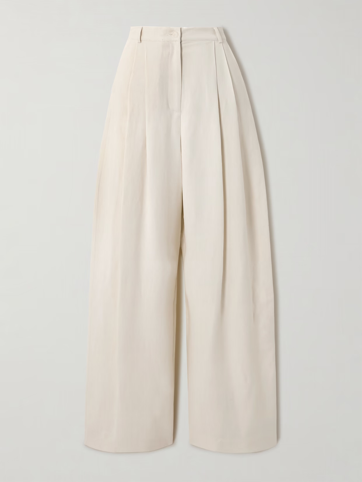 The Frankie Shop - Piper Pleated Twill Wide-leg Pants - White | NET-A-PORTER (US)