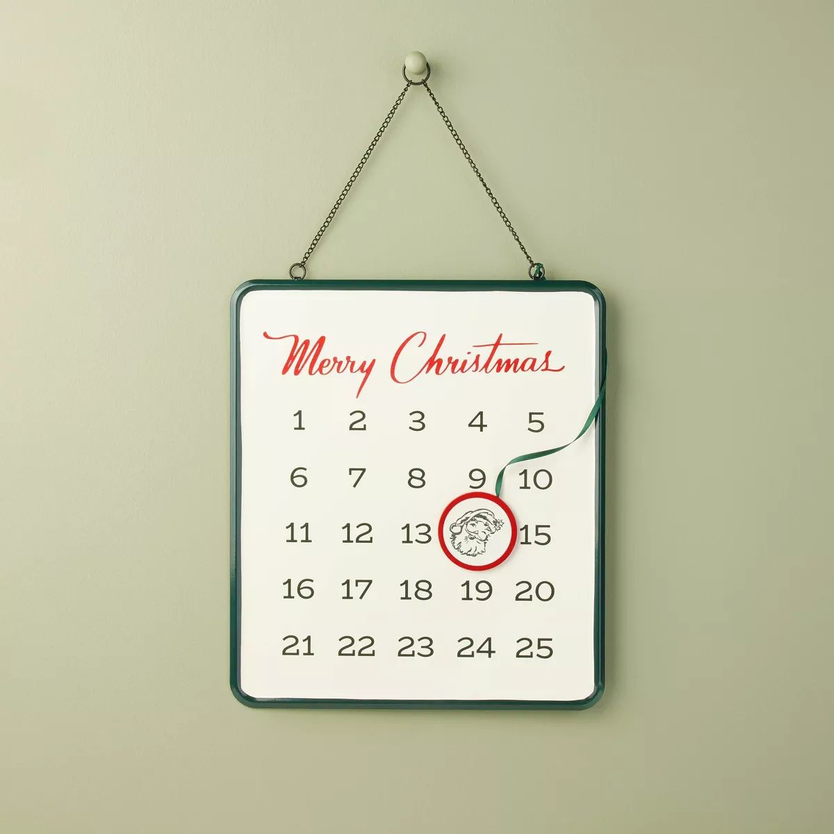 Christmas Advent Calendar with Santa Magnet Cream/Green/Red - Hearth & Hand™ with Magnolia | Target
