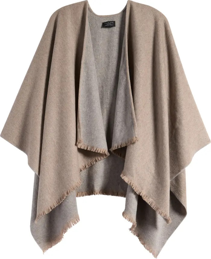 rag & bone Ivy Reversible Fringe Recycled Cashmere Blend Poncho | Nordstrom | Nordstrom