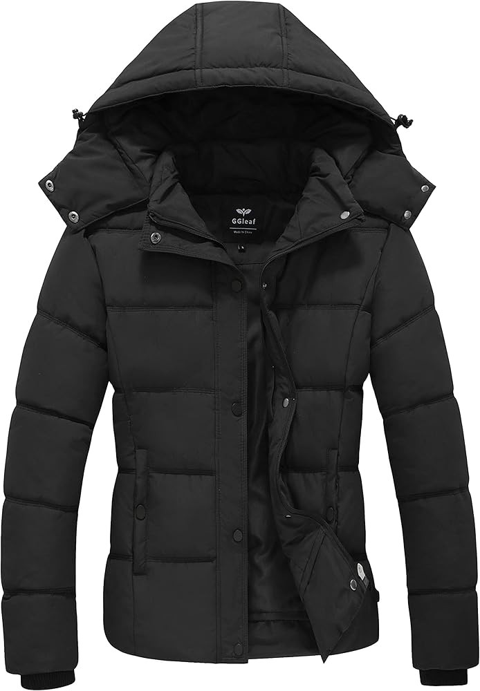 GGleaf Women's Winter Coats Quilted Puffer Jacket Warm Snow Coat with Removable Hood | Amazon (US)
