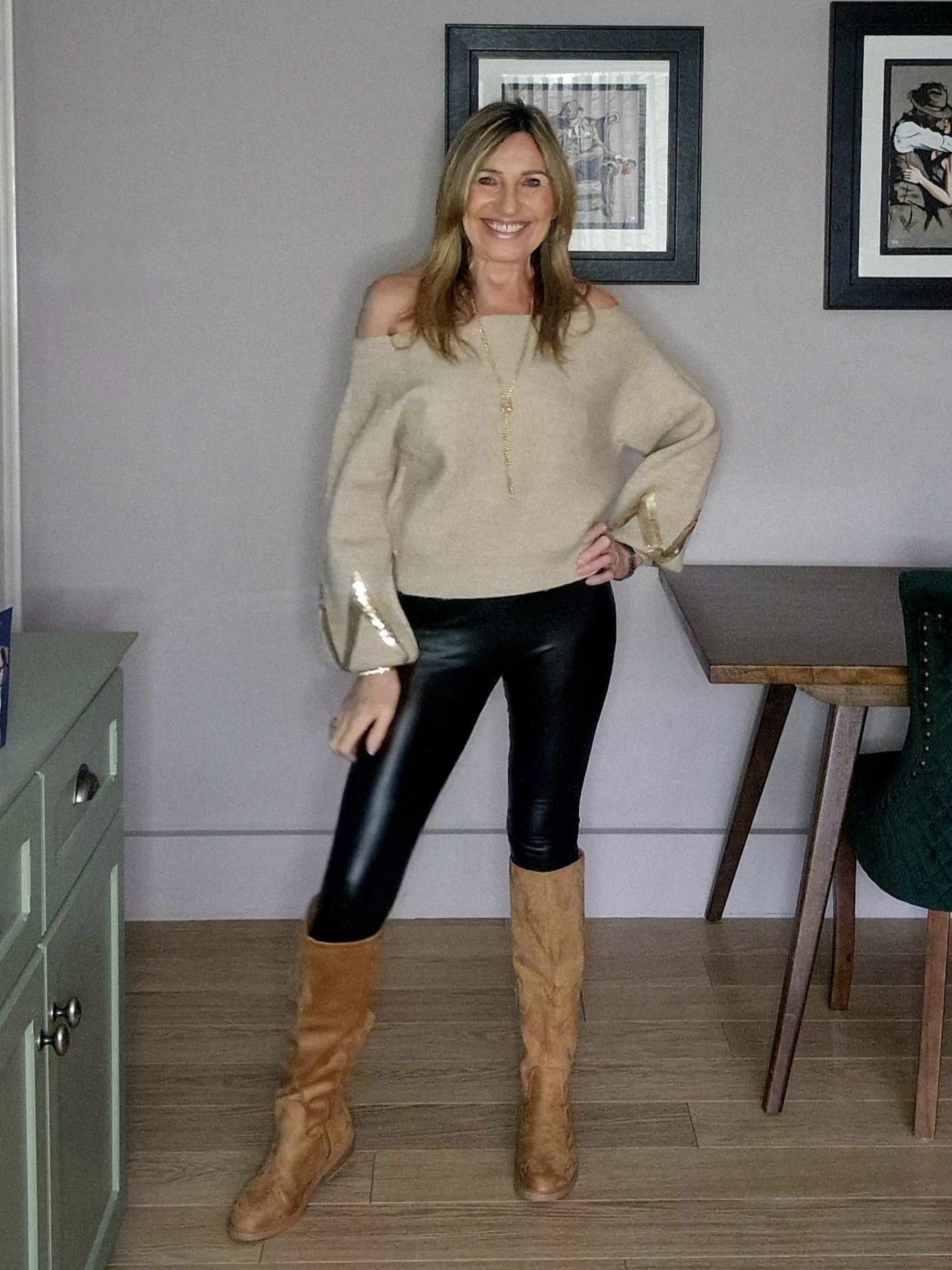 Shine in this beautiful gold Sequin jumper and faux leather leggings

#LTKuk #LTKeurope #LTKwinter