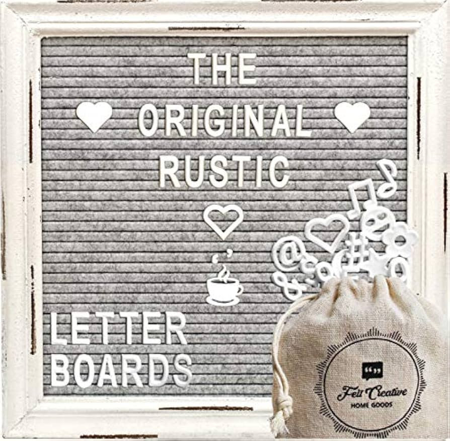Gray Felt Letter Board Back to School Sign with Rustic Wood White Frame - Grey Farmhouse Letter B... | Amazon (US)
