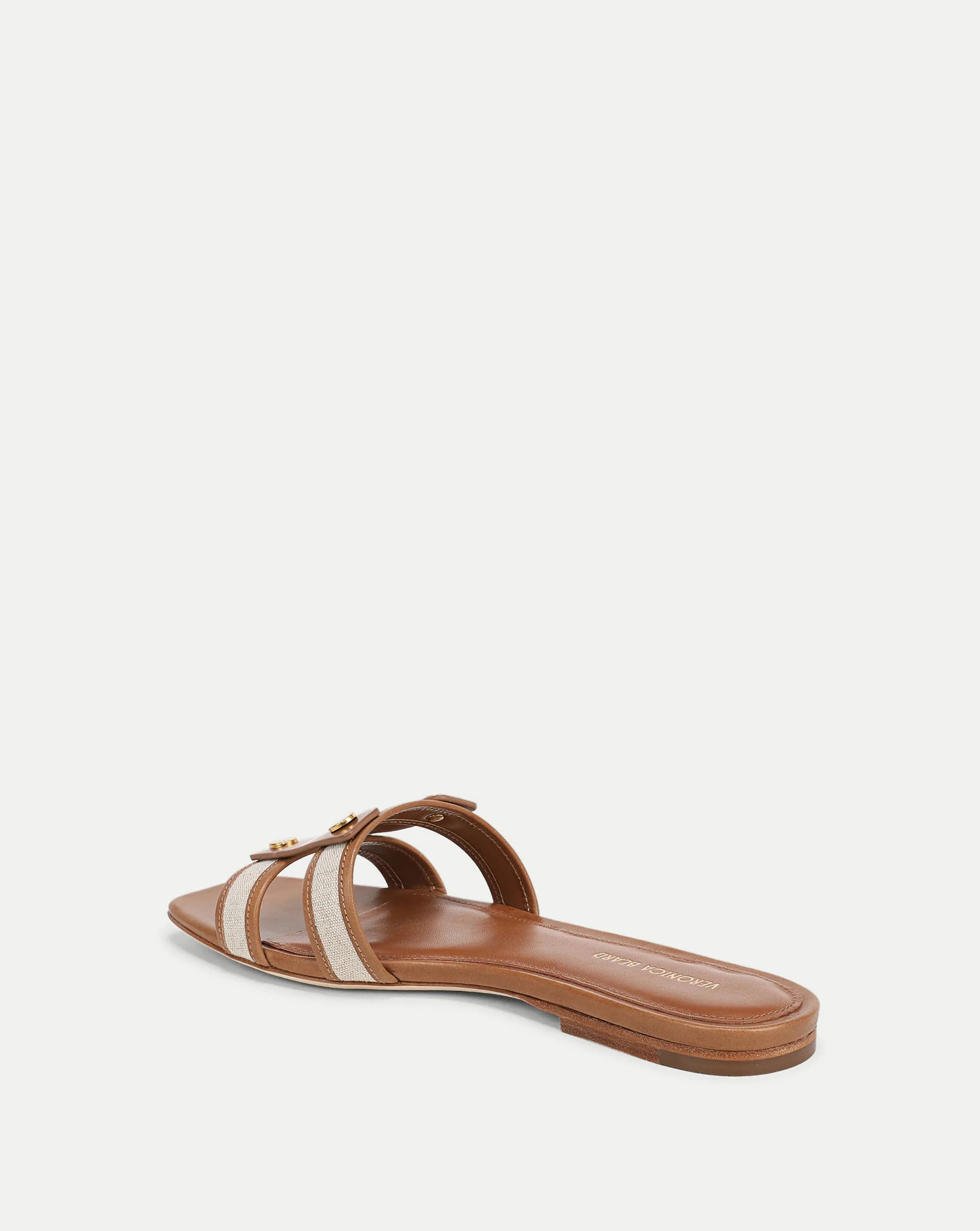 Via Slide Sandal in Brown & Canvas Honey/Natural | Veronica Beard | Veronica Beard