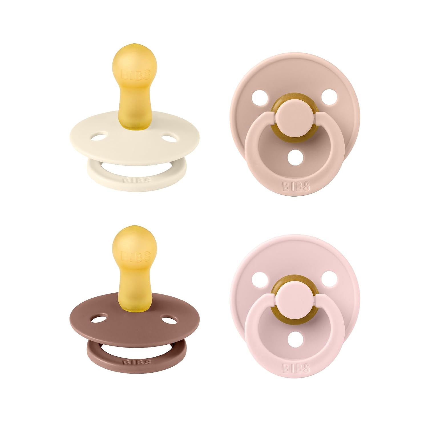BIBS Colour Pacifier, 0-6 Months, 4-Pack, Round Nipple, Vanilla Mix | Amazon (US)