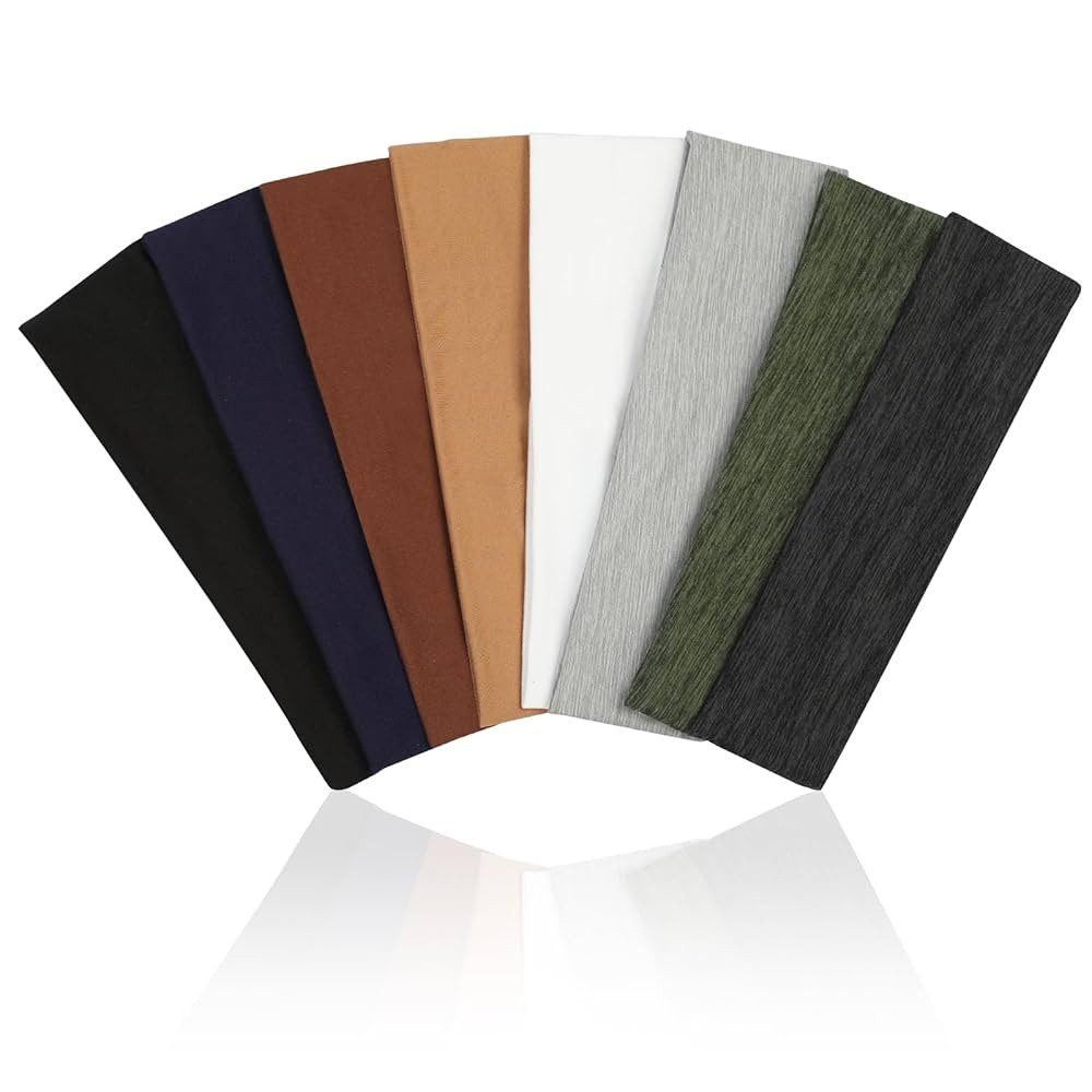 8 Pack Sport Headbands for Women, Elastic Soft Fabric Non-Slip Hair Bands Hair Warp for Daily Wor... | Amazon (US)