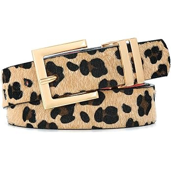 SANSTHS Women's Leather Belt for Jeans Pants Dresses Fashion Ladies Belt Square Gold/Silver Buckl... | Amazon (US)