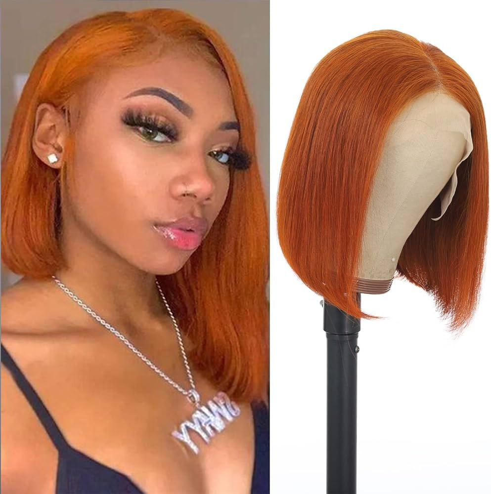 gwyuzac Ginger Orange Lace Front Human Hair Wigs Pre Plucked Hairline Full End 150% Density Brazilia | Amazon (US)