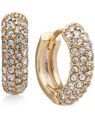 Gold-Tone Small Micropav\u00e9 Huggie Hoop Earrings, 7/10" | Macy's