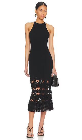 Finley Crochet Midi Dress in Black | Revolve Clothing (Global)
