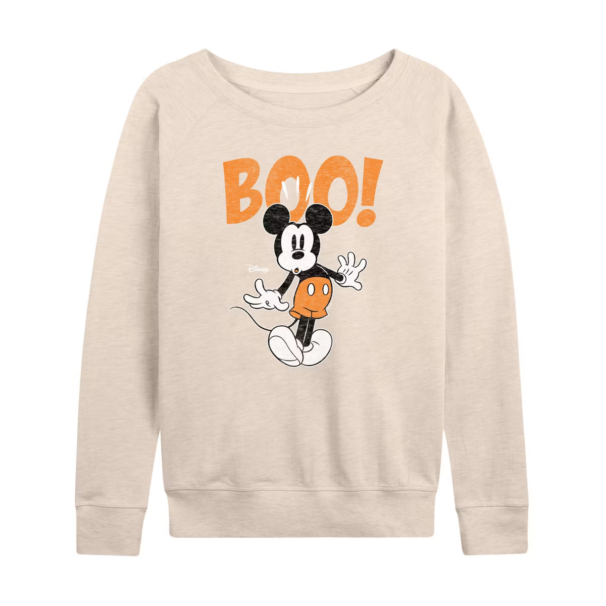 Women's - Disney - Mickey Halloween Animation Lightweight French Terry Wide Neck Long Sleeve Shir... | Target