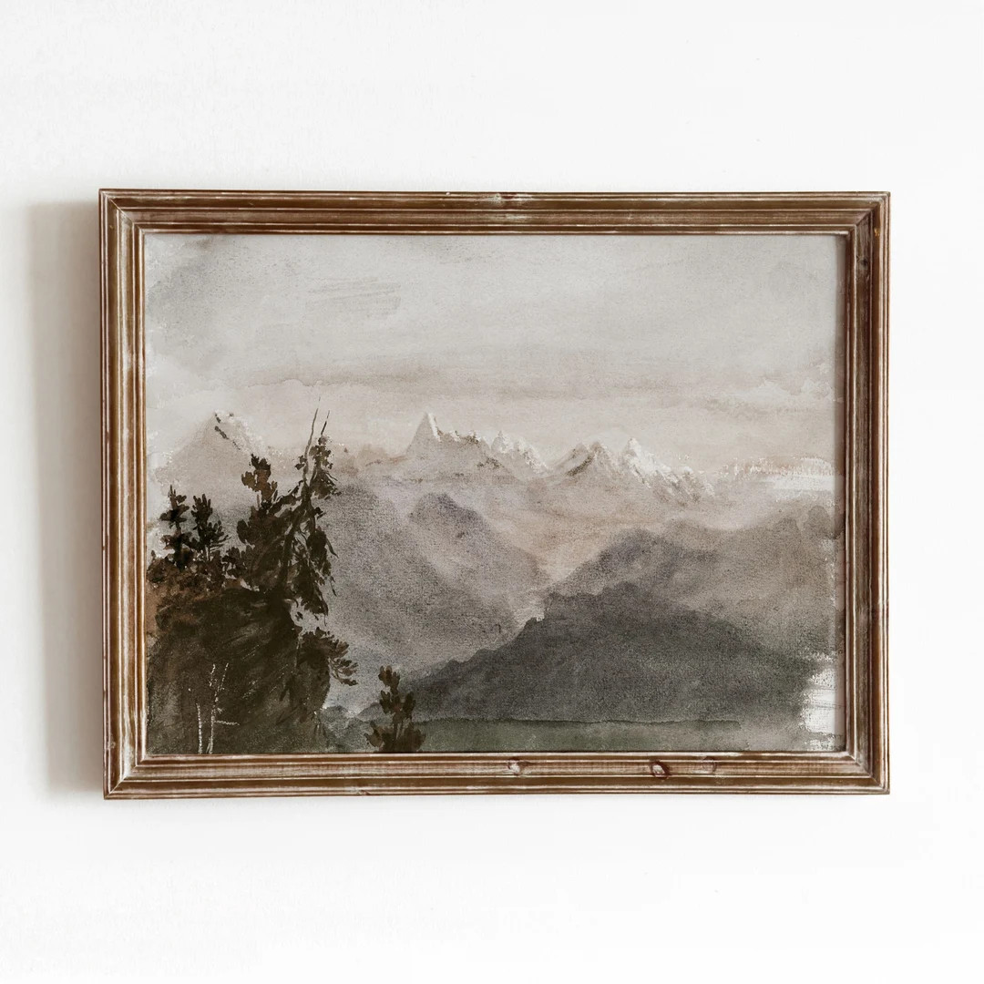 Autumn in the Alps Vintage Mountain Range Watercolour - Etsy | Etsy (US)