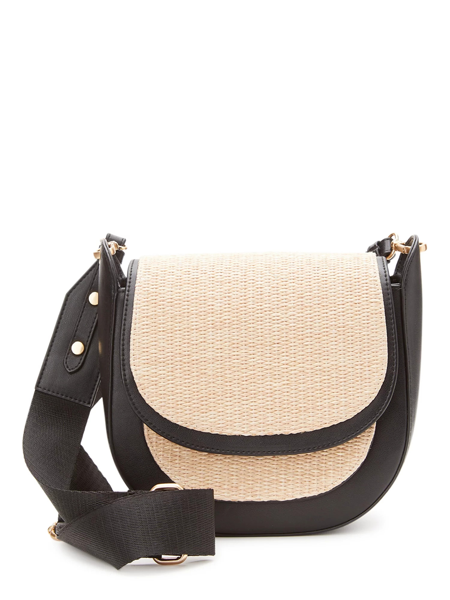 Time and Tru Women's Riverdale Woven Crossbody Saddle Bag | Walmart (US)