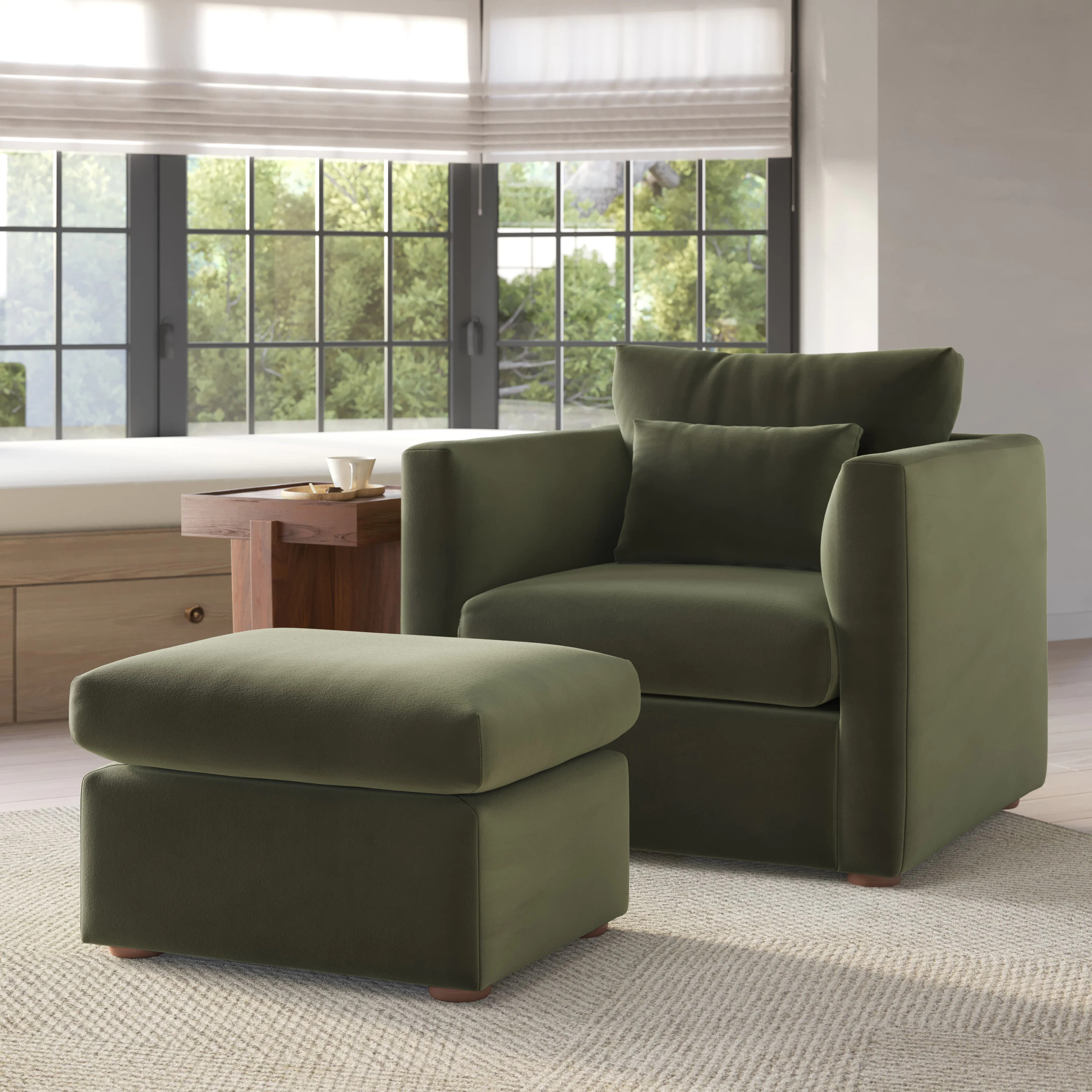 Marina 38" Velvet Lounge Chair - Hale Fir Green | Article