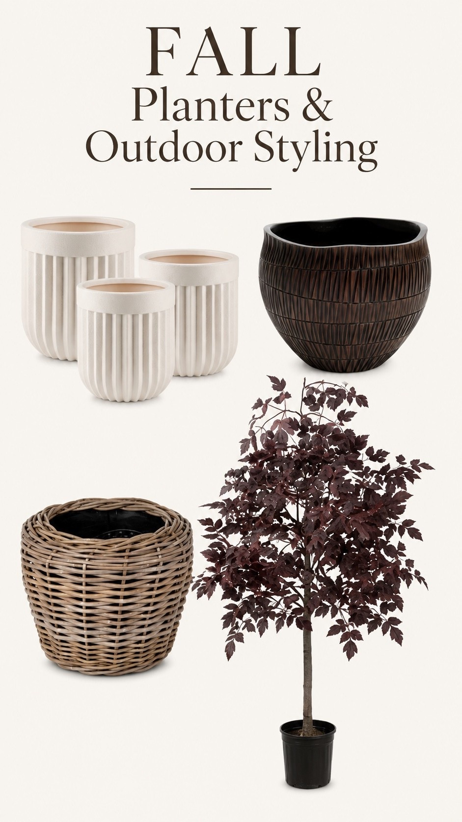 Fall Planters & Outdoor Styling Favorites

Give your porch or patio an effortless fall refresh with these timeless outdoor finds. From modern fluted planters and woven baskets to a rich faux burgundy tree, these pieces create a warm, layered look that transitions beautifully into autumn. Perfect for achieving that elevated, designer-inspired curb appeal without overwhelming your space.

#LTKSeasonal #LTKHome #LTKSaleAlert