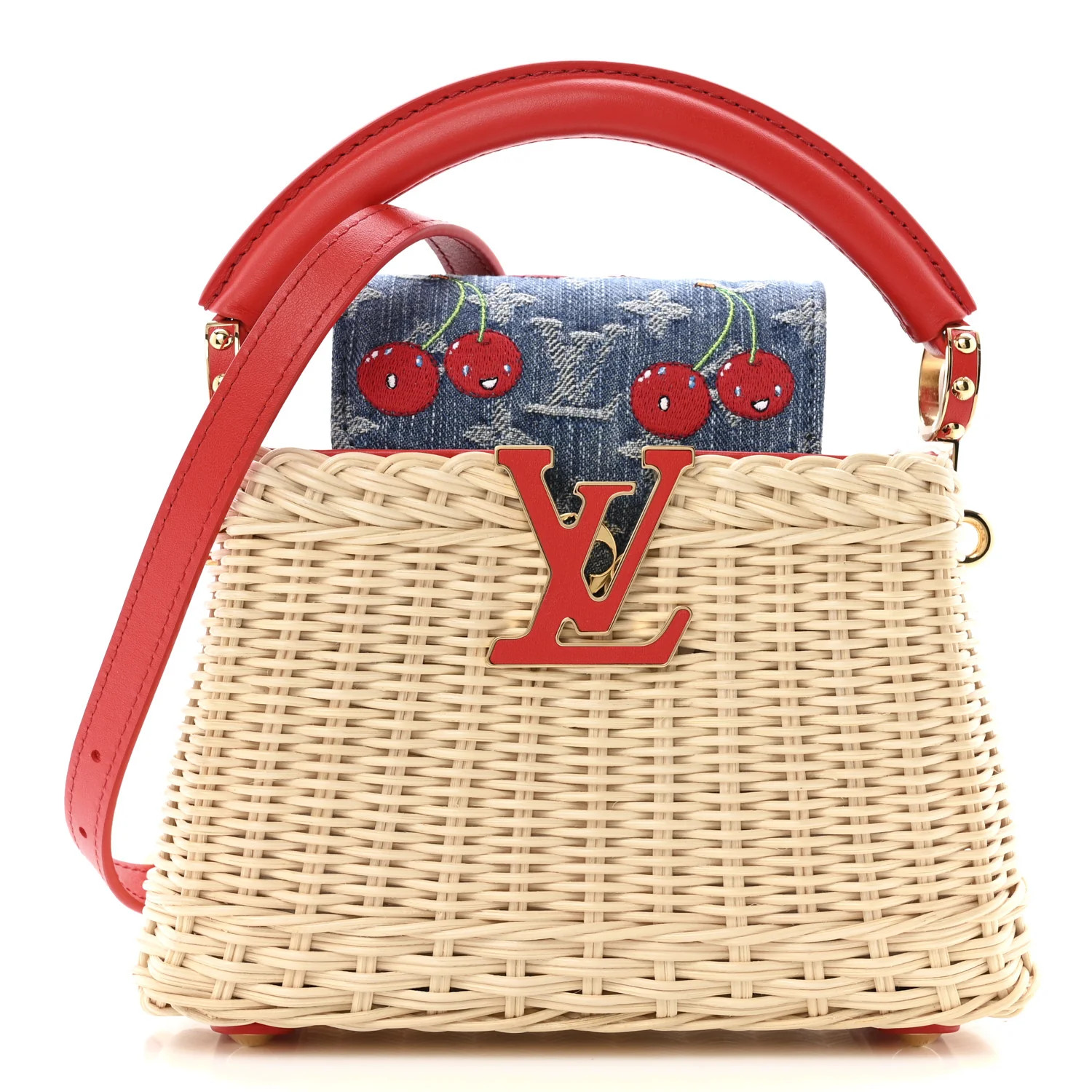 LV X TM Rattan Denim Calfskin Cerises Capucines Mini | FASHIONPHILE (US)