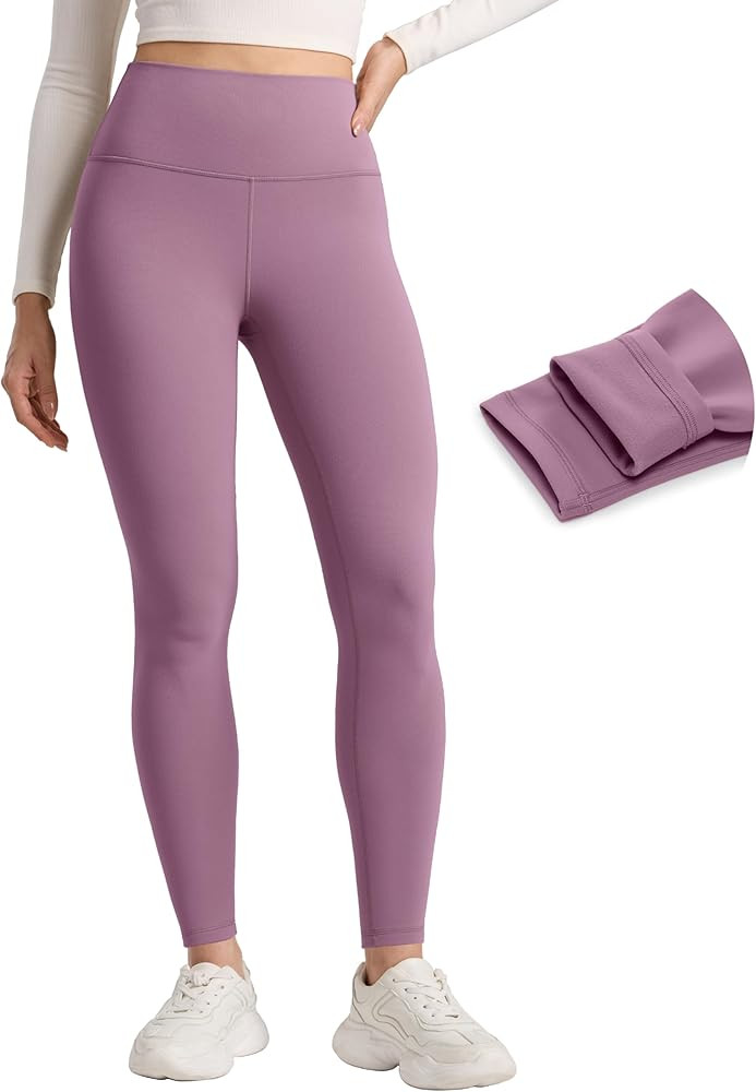 CRZ YOGA Matte Fleece Lined Leggings 28'' - Thermal Casual Lounge Workout Womens Yoga Full Length... | Amazon (US)