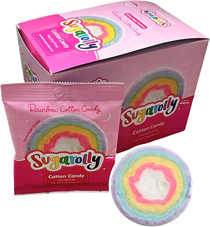 Sugarolly Rainbow Cotton Candy, Individually Wrapped 5 flavors in one pack, Korean Cotton Candy, ... | Amazon (US)