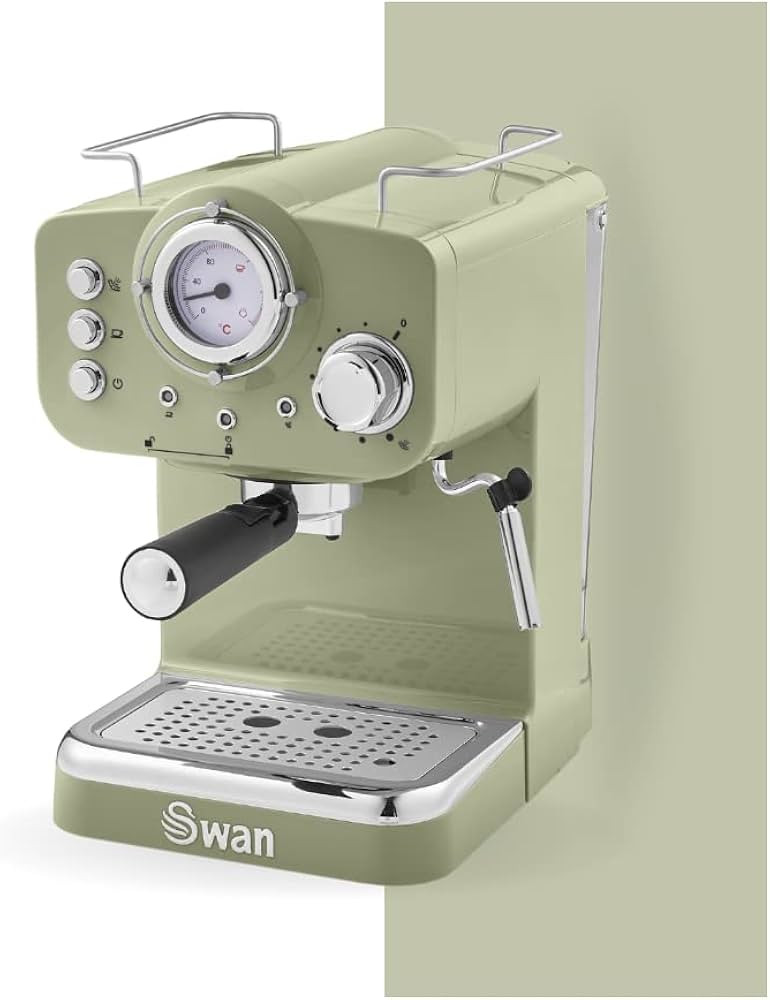 Swan SK22110GN Retro Espresso Coffee Machine with Milk Frother, Steam Pressure Control, 1.2L Deta... | Amazon (UK)