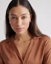 Washable Stretch Silk Notch Collar Blouse | Quince | Quince