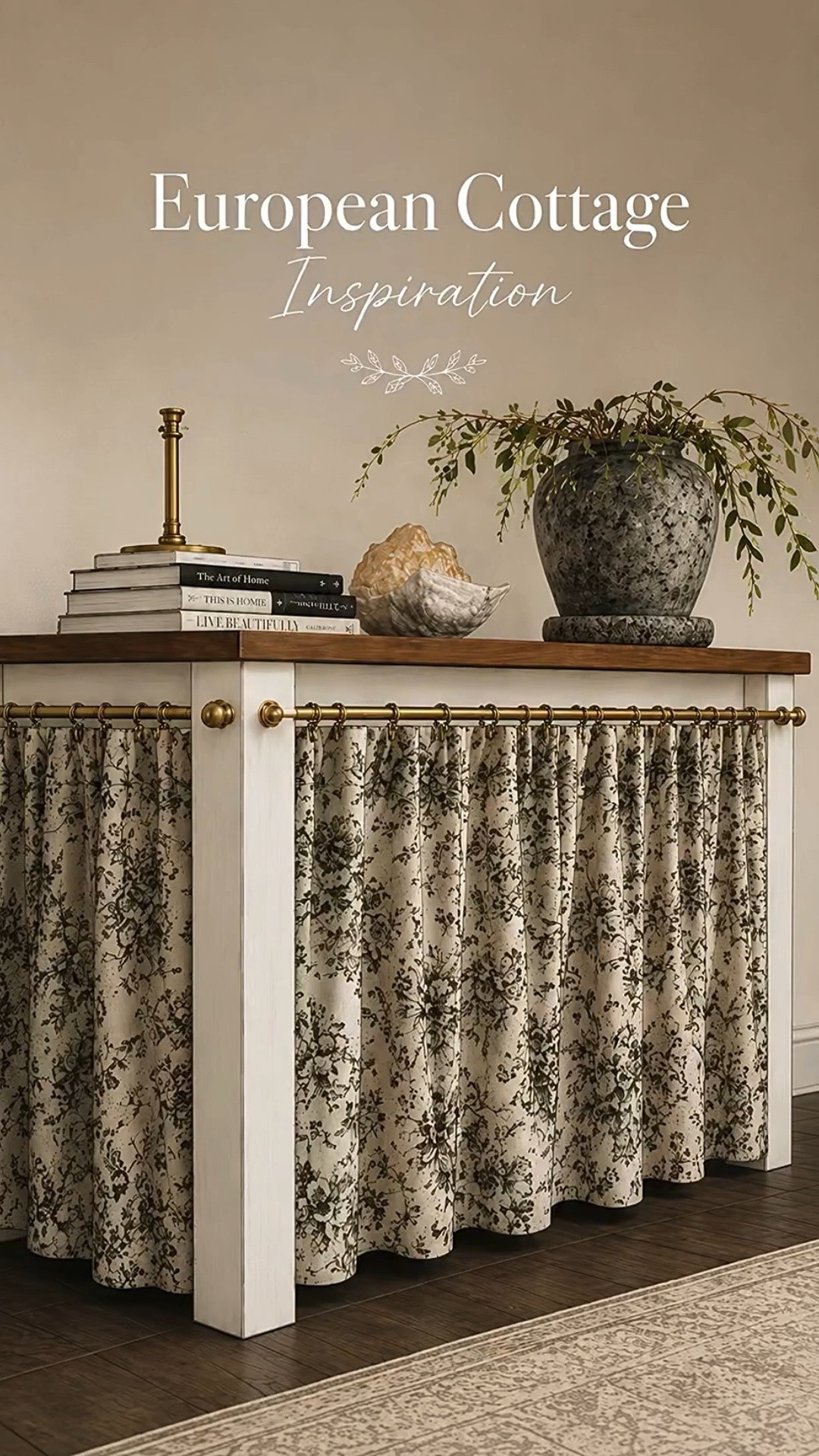 My European Cottage Inspiration

Love these floral cafe curtains!! I knew they would update my table beautifully😍

I had this table custom made to fit over my dog crate.

Floral cafe curtains, brass curtain rods, gold cafe rings, coffee table book, pussy Willow stems, selenite sticks, stone pedestal

#LTKHome #LTKstorytime #LTKSeasonal