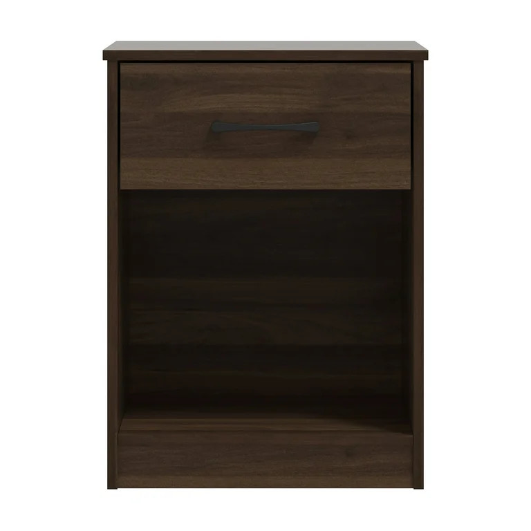 Mainstays Ardent Nightstand with 1 Drawer, Dark Walnut - Walmart.com | Walmart (US)