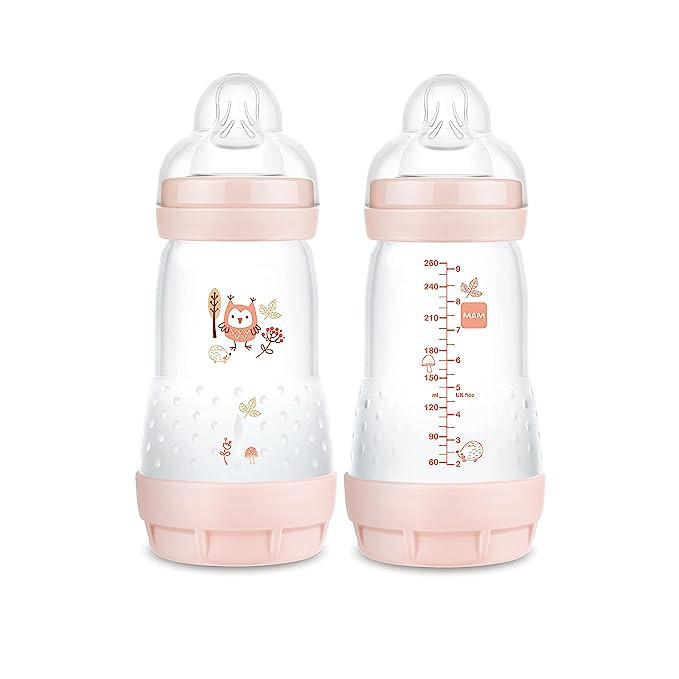 MAM Easy Start Matte Anti-Colic Baby Bottles, 9 oz (2 Count), Medium Flow Nipples, Baby Girl,2 Co... | Amazon (US)