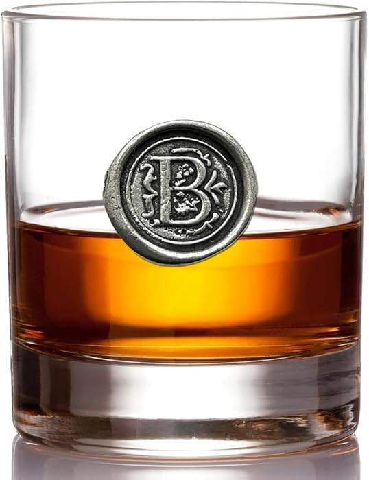 English Pewter Company 11oz Old Fashioned Whiskey Rocks Glass With Monogram Initial - Unique Gift... | Amazon (US)