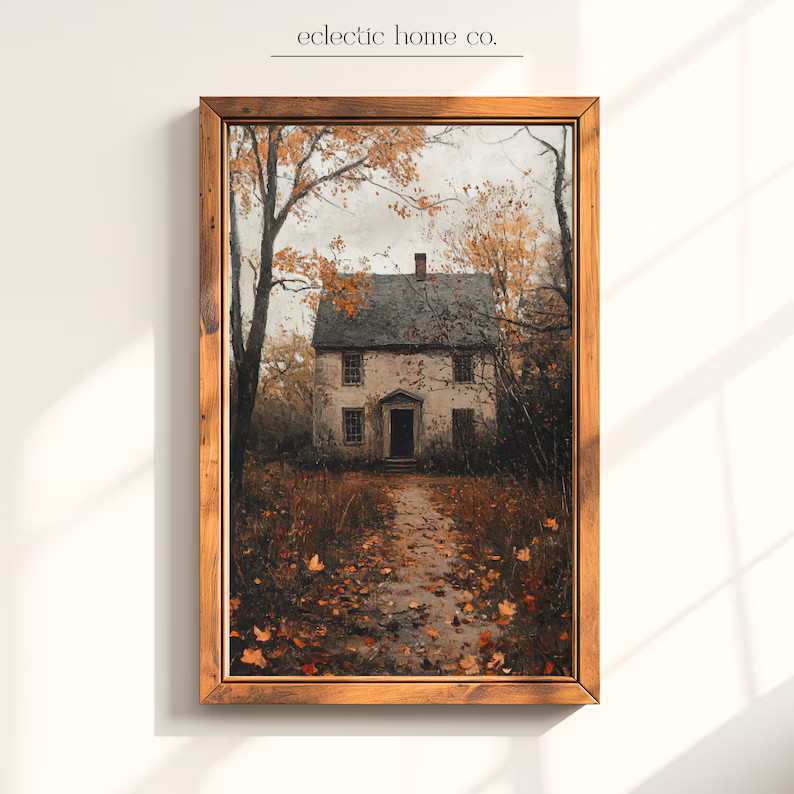 Vintage Fall Wall Art Printable Dark Cottagecore Landscape Painting, Farmhouse Wall Decor Trendy ... | Etsy (CAD)