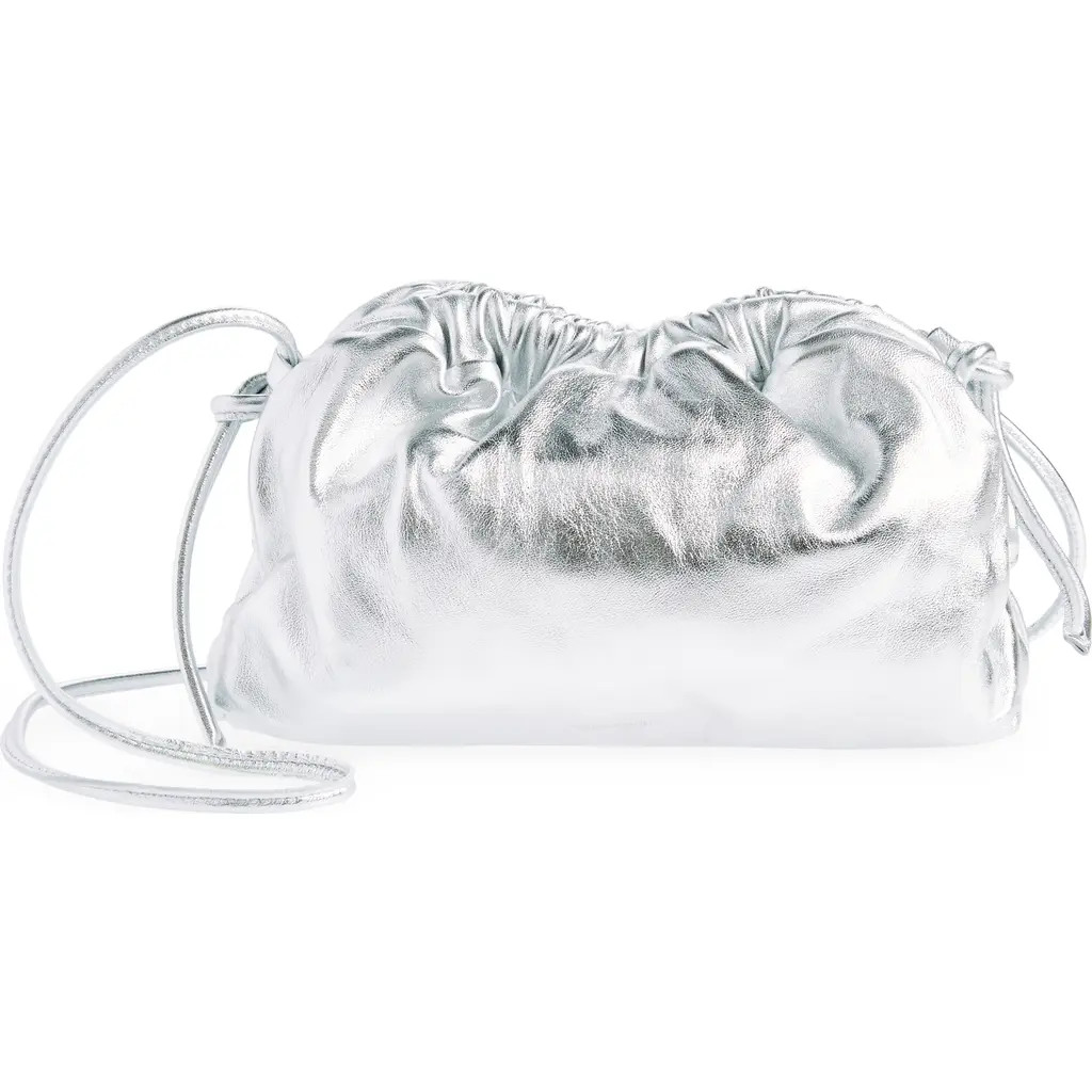 Mansur Gavriel Mini Cloud Metallic Leather Clutch in Silver at Nordstrom | Nordstrom