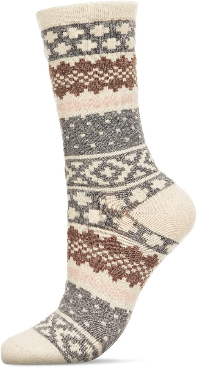 MeMoi Women's Soft Winter Fair Isle Cashmere Blend Crew Socks | Amazon (US)