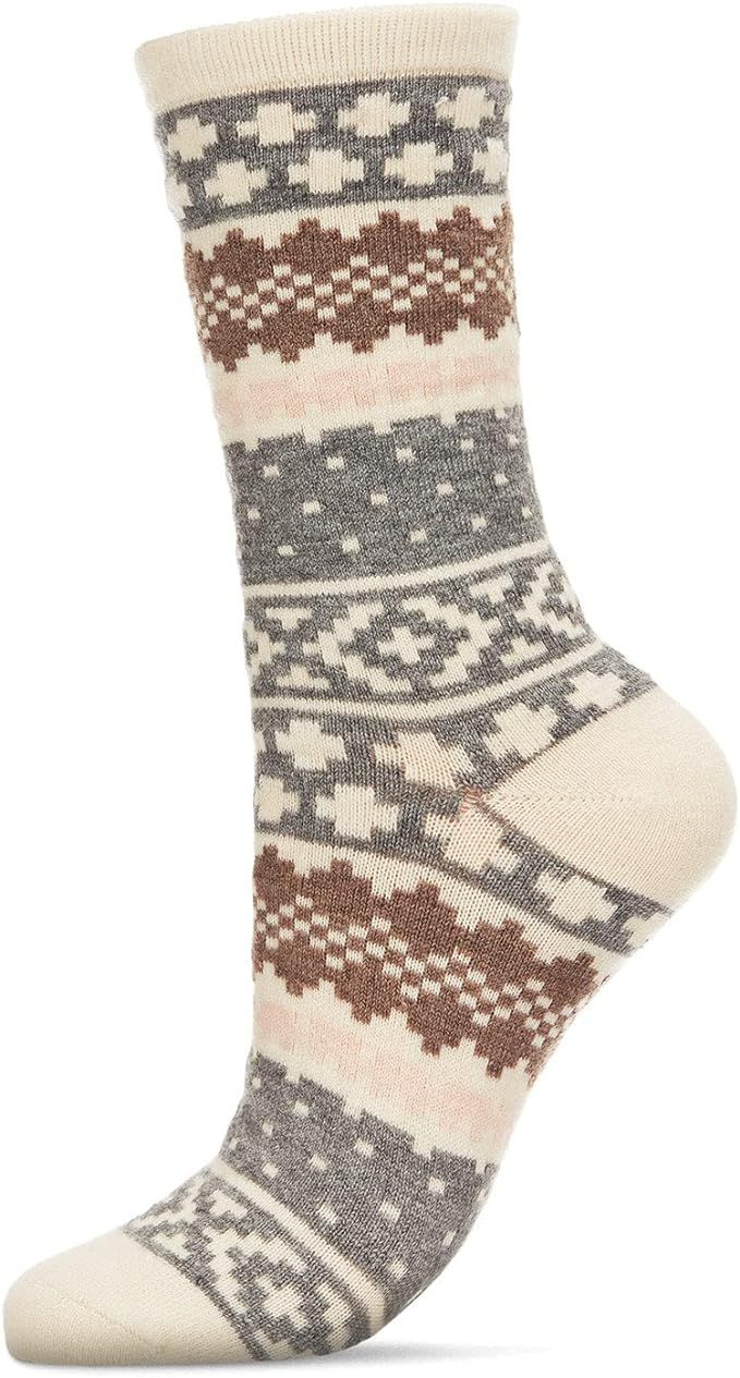 MeMoi Women's Soft Winter Fair Isle Cashmere Blend Crew Socks | Amazon (US)