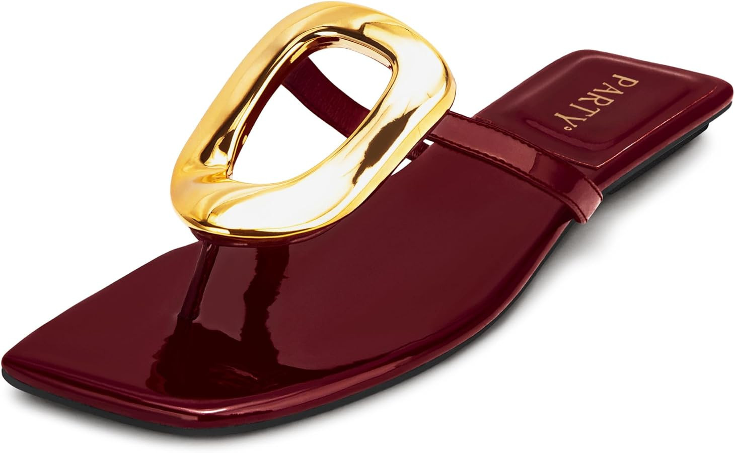 PARTY Square Toe Flip Flops Women,Fashion Designer Thong Sandals with Gold Buckle Trendy Summer C... | Amazon (US)