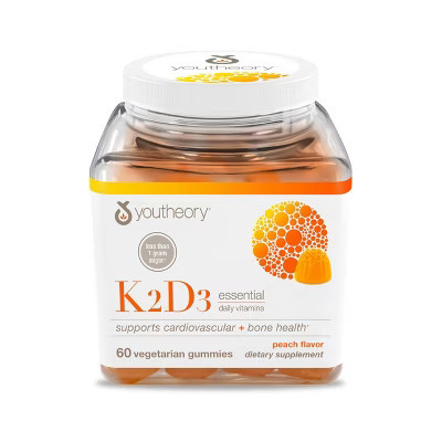 Youtheory K2D3 - Bone & Heart Health Support* - Combines Vitamin D3 & Vitamin K2 - Dairy, Soy & Gluten Free - Peach, 60 Vegetarian Gummies | Target