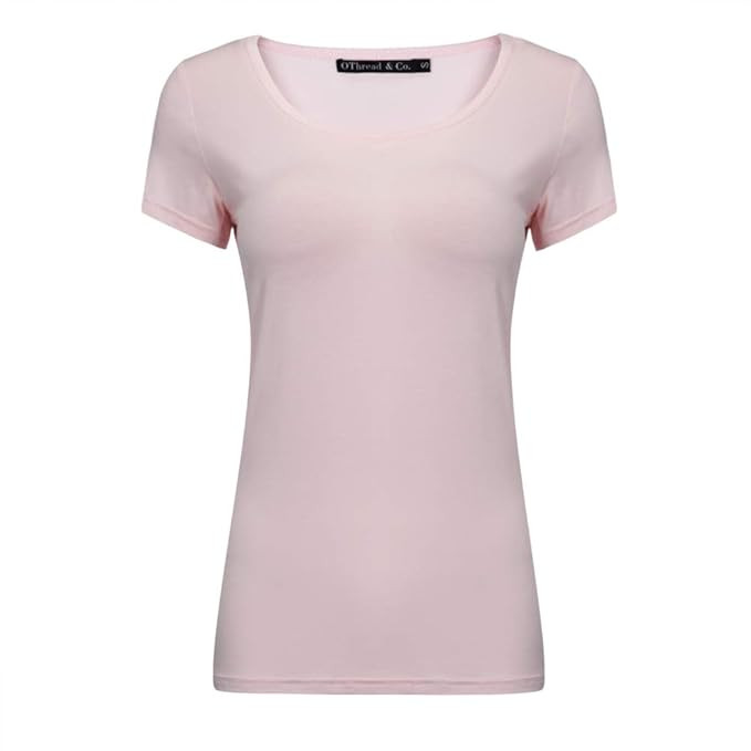 OThread & Co. Women's Short Sleeve T-Shirt Scoop Neck Basic Layer Stretchy Shirts | Amazon (US)