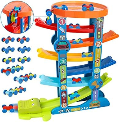 LOYO Toddler Car Ramp Toys – Car Race Tracks for Toddlers with 10 Mini Cars, Ramp Racer Toy for... | Amazon (US)